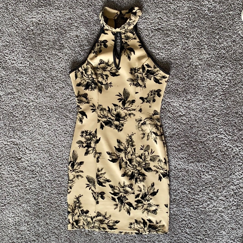 Black Velvet Floral fitting dress